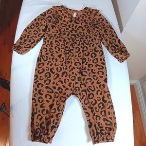 NWOT Old Navy Girls Brown Black Animal Print Jumpsuit Baby Size 6-12M